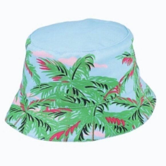 Palm Angels Accessories - Palm Angels bucket Hat baby blue with palm print